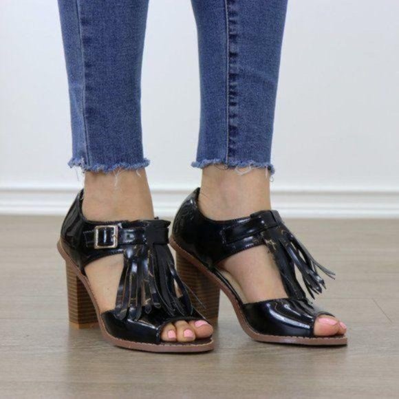 Patent Rockabilly Oxford High Heels With Tassel - Picture 2 of 7